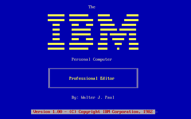 IBM Professional Editor 1.00 - Splash